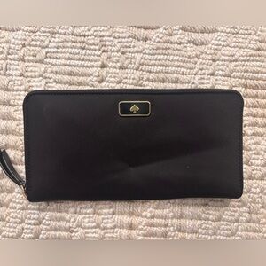 kate spade Black Wallet with Gold Detail